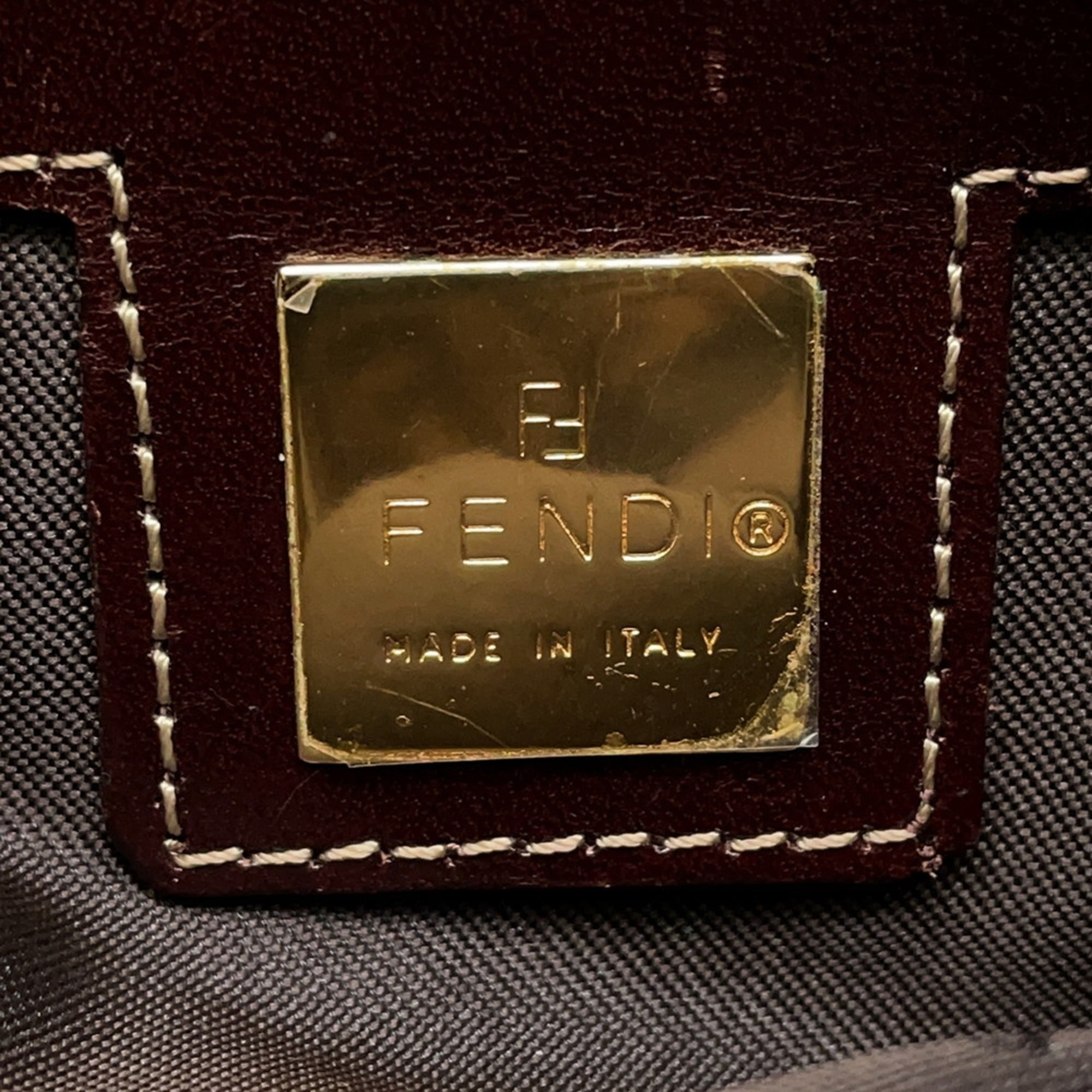 Fendi Zucchino Brown Patent Leather Handbag (Pre-Owned)