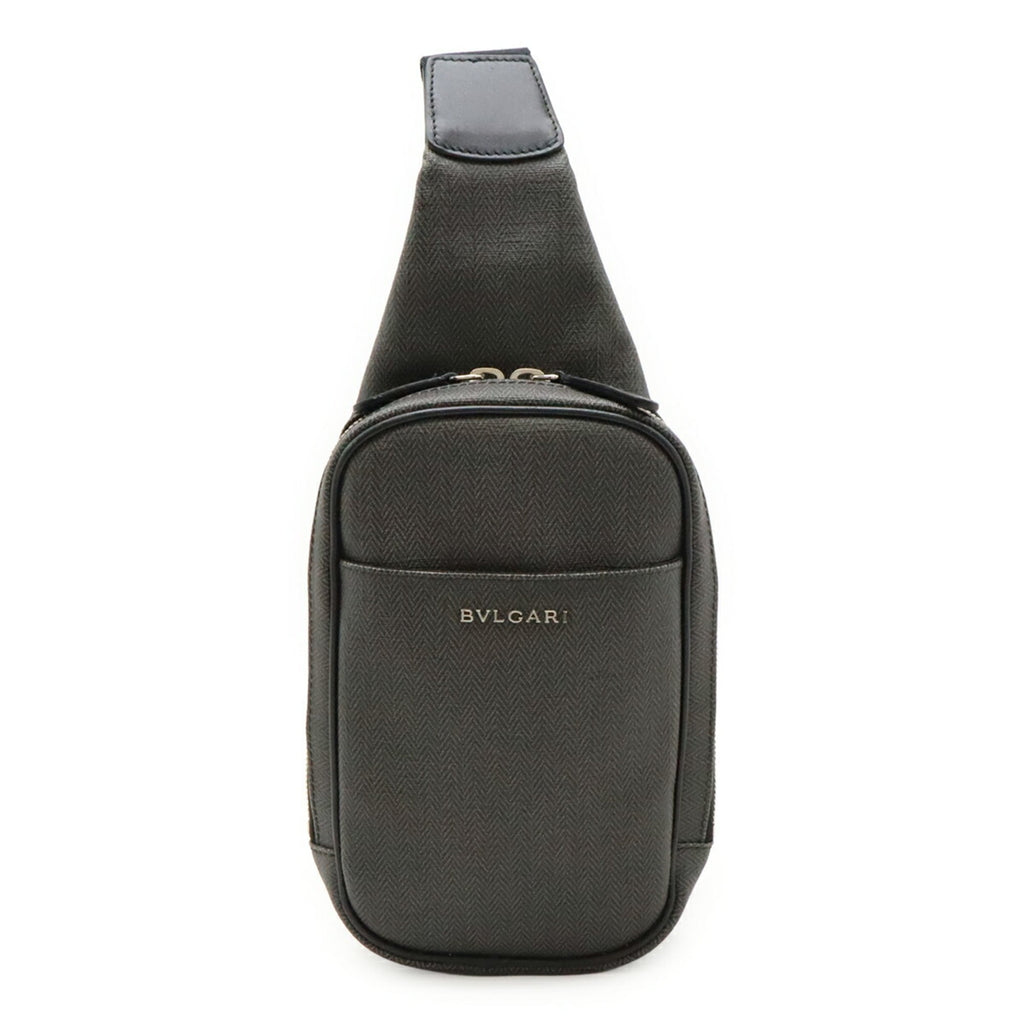 Bvlgari Black Gray Pvc Leather Shoulder Bag Sling Bag (Pre-Owned)