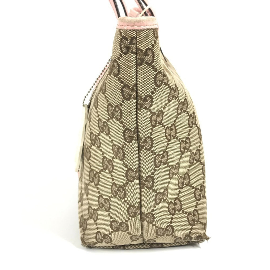 Gucci Beige Pink Gg Canvas Leather Handbag Tote Bag (Pre-Owned)