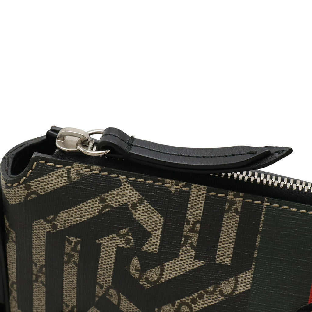 Gucci Beige Black Green Red Color Gg Supreme Leather Shoulder Bag (Pre-Owned)