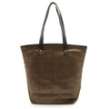 Hermes Dark Brown Leather Polyester Shoulder Bag Tote Bag (Pre-Owned)