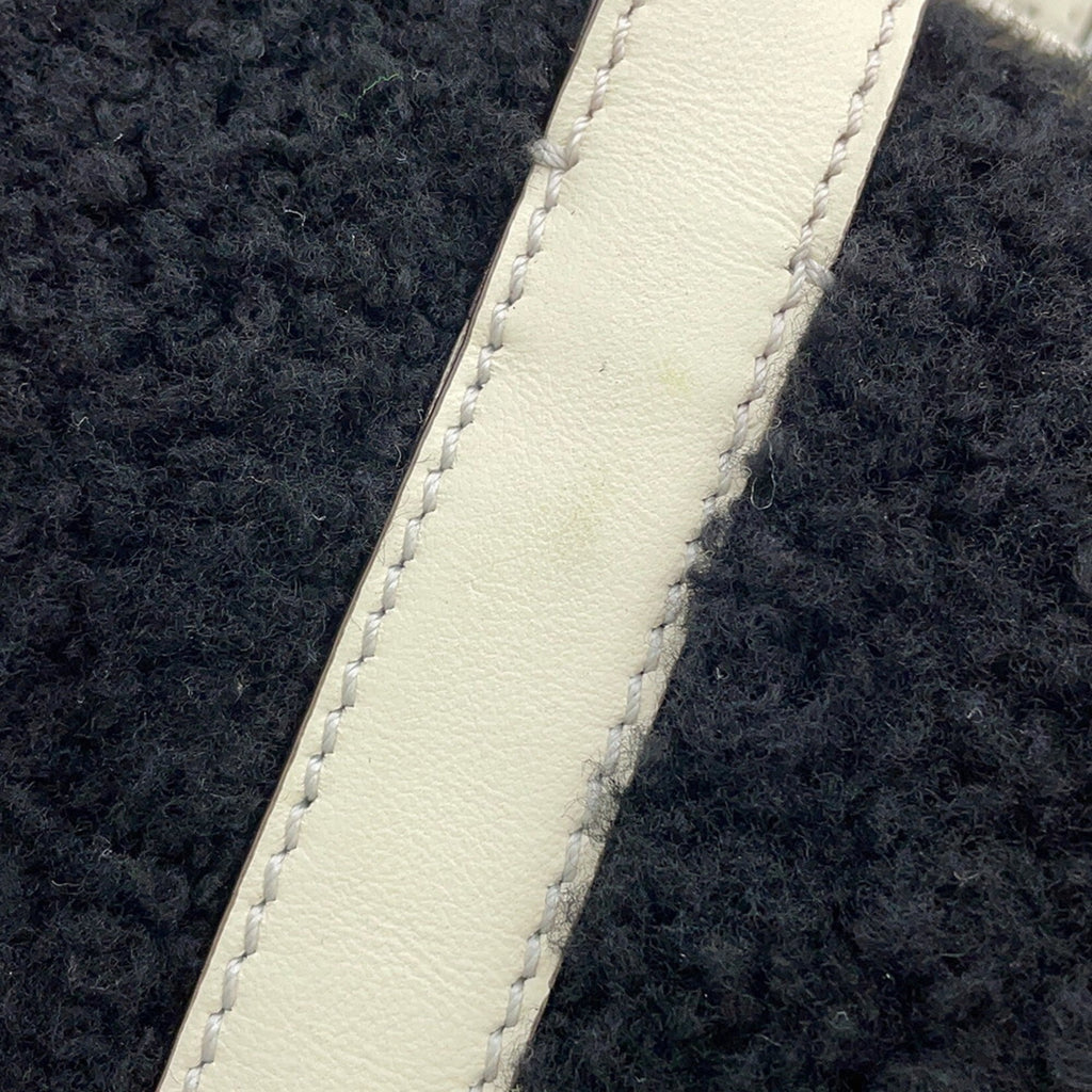 Fendi Zucca Black White Leather Fur Handbag (Pre-Owned)