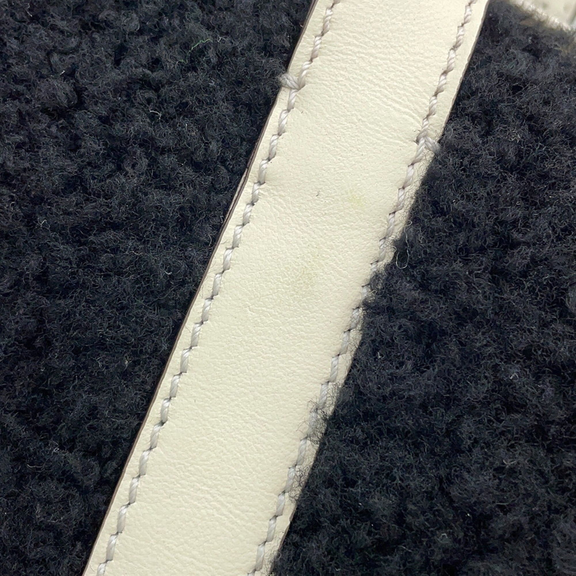 Fendi Zucca Black White Leather Fur Handbag (Pre-Owned)
