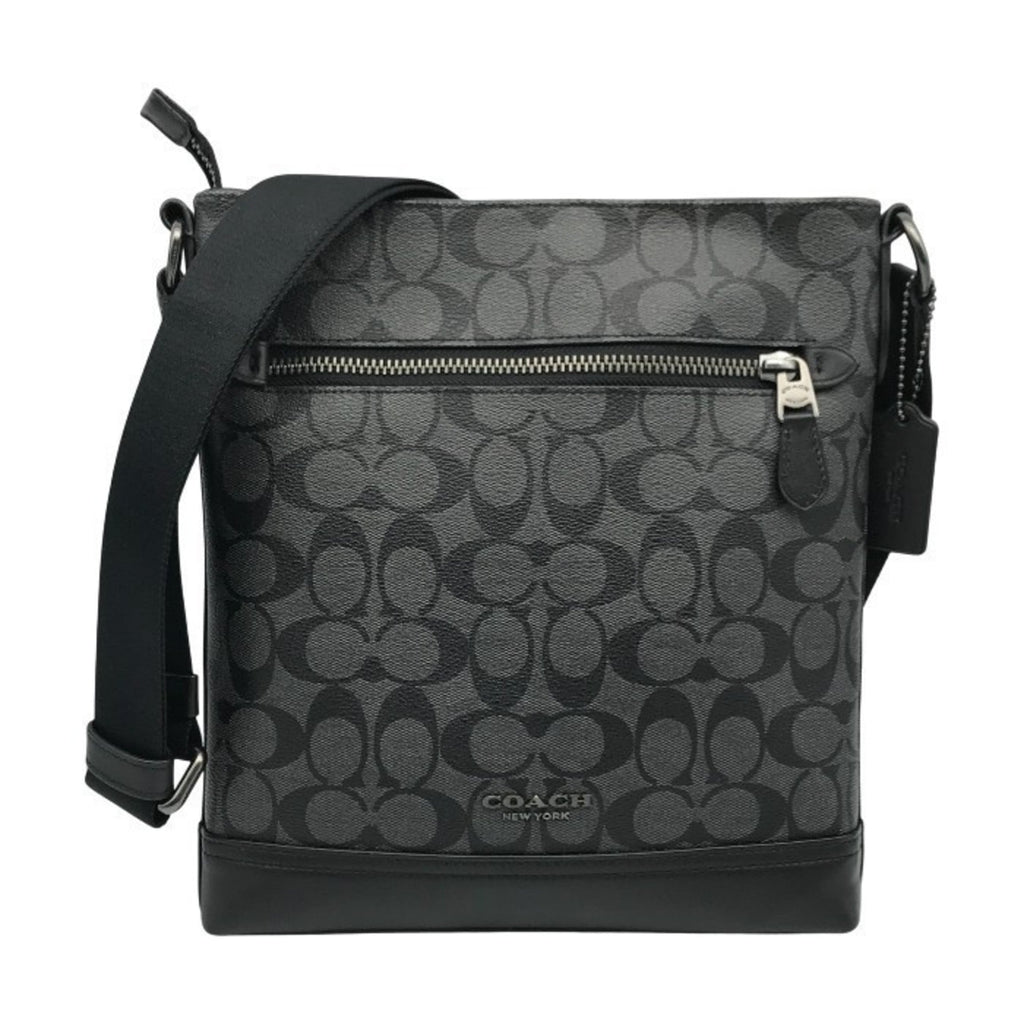Coach Black Charcoal Gray Pvc Leather Shoulder Bag (Pre-Owned)