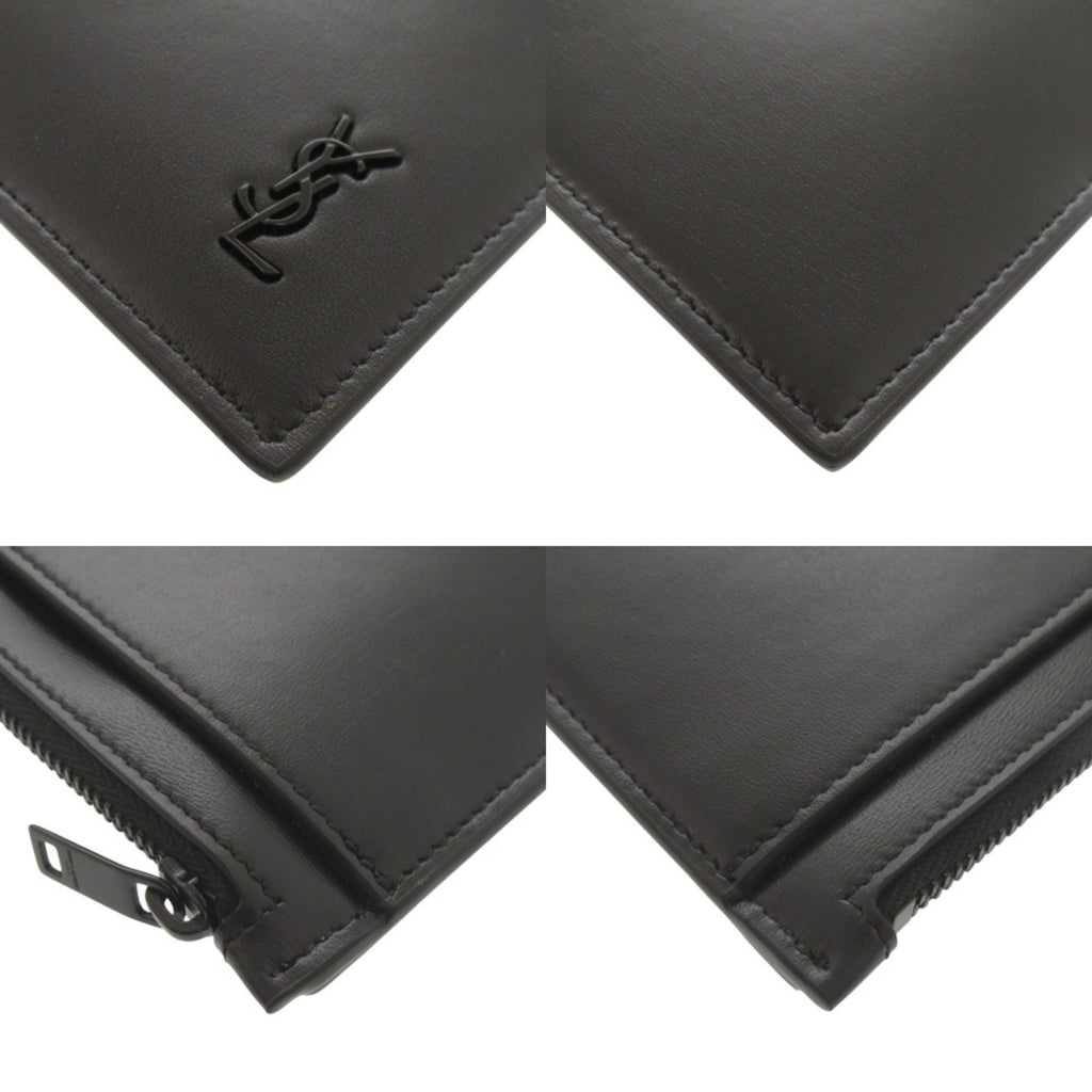 Saint Laurent Black Leather Clutch Bag Pouch (Pre-Owned)
