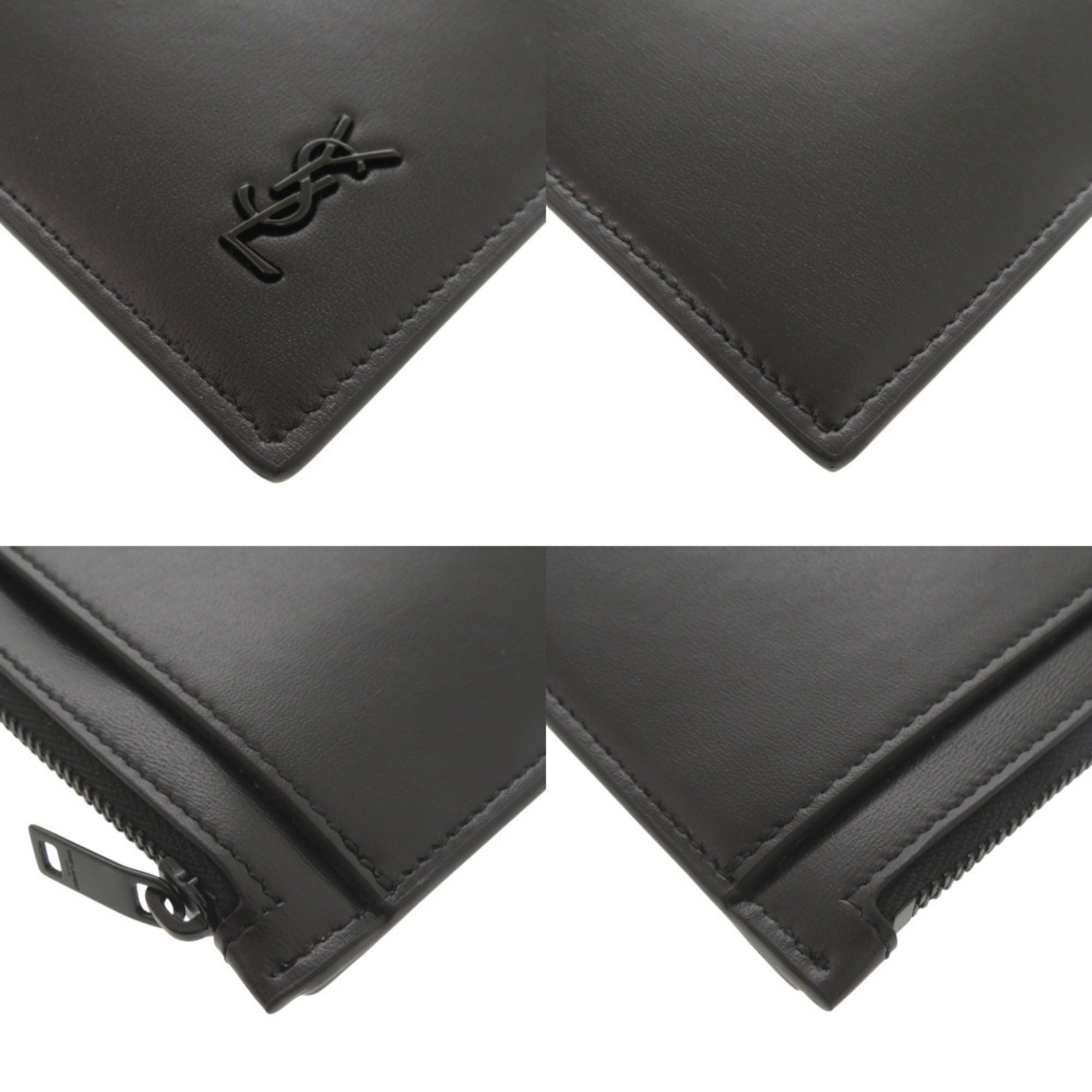 Saint Laurent Black Leather Clutch Bag Pouch (Pre-Owned)