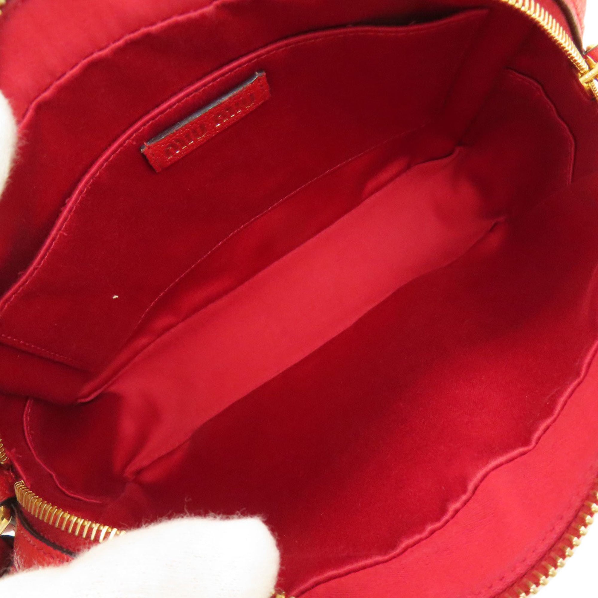 Miu Miu Red Color Canvas Shoulder Bag (Pre-Owned)