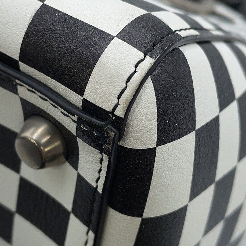 Christian Dior Lady Dior Black White Leather Handbag (Pre-Owned)