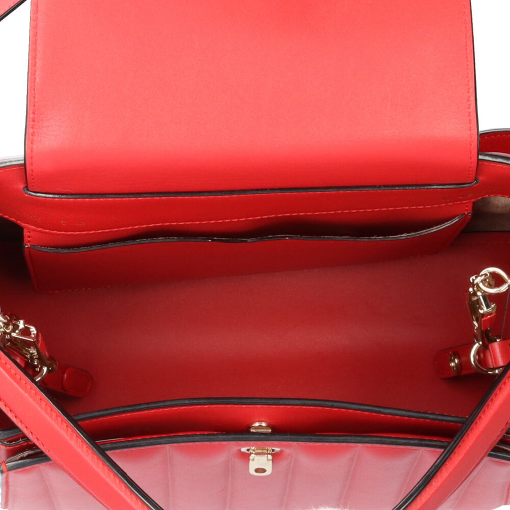 Valextra Red Color Leather Shoulder Bag (Pre-Owned)