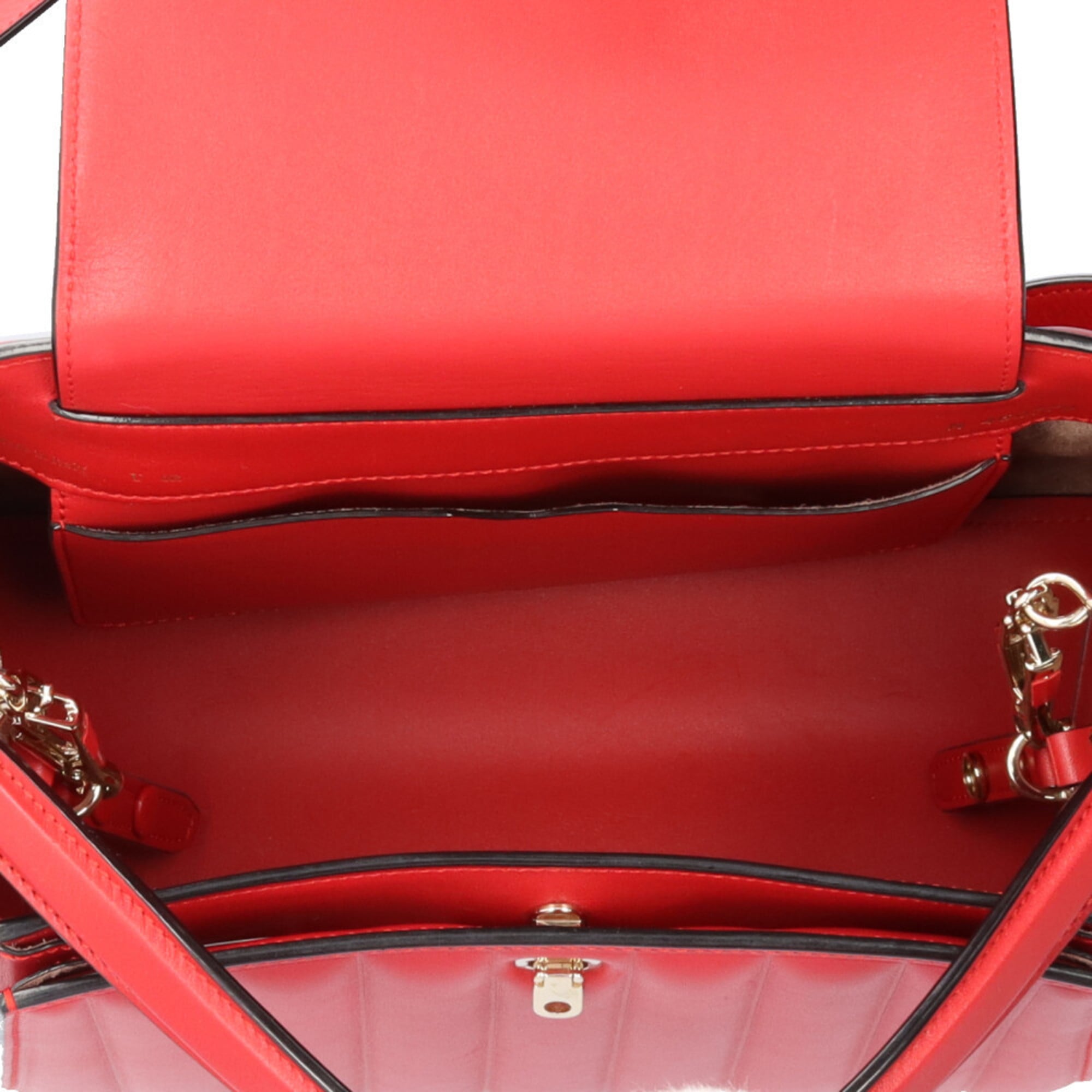 Valextra Red Color Leather Shoulder Bag (Pre-Owned)