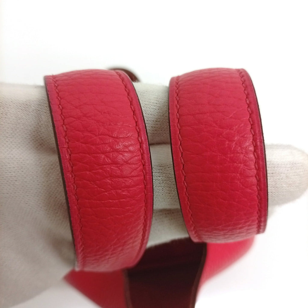 Hermes Pink Red Color Taurillon Clemence Leather Handbag (Pre-Owned)