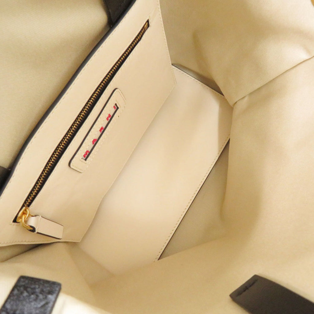 Marni Beige Black Purple Leather Tote Bag (Pre-Owned)