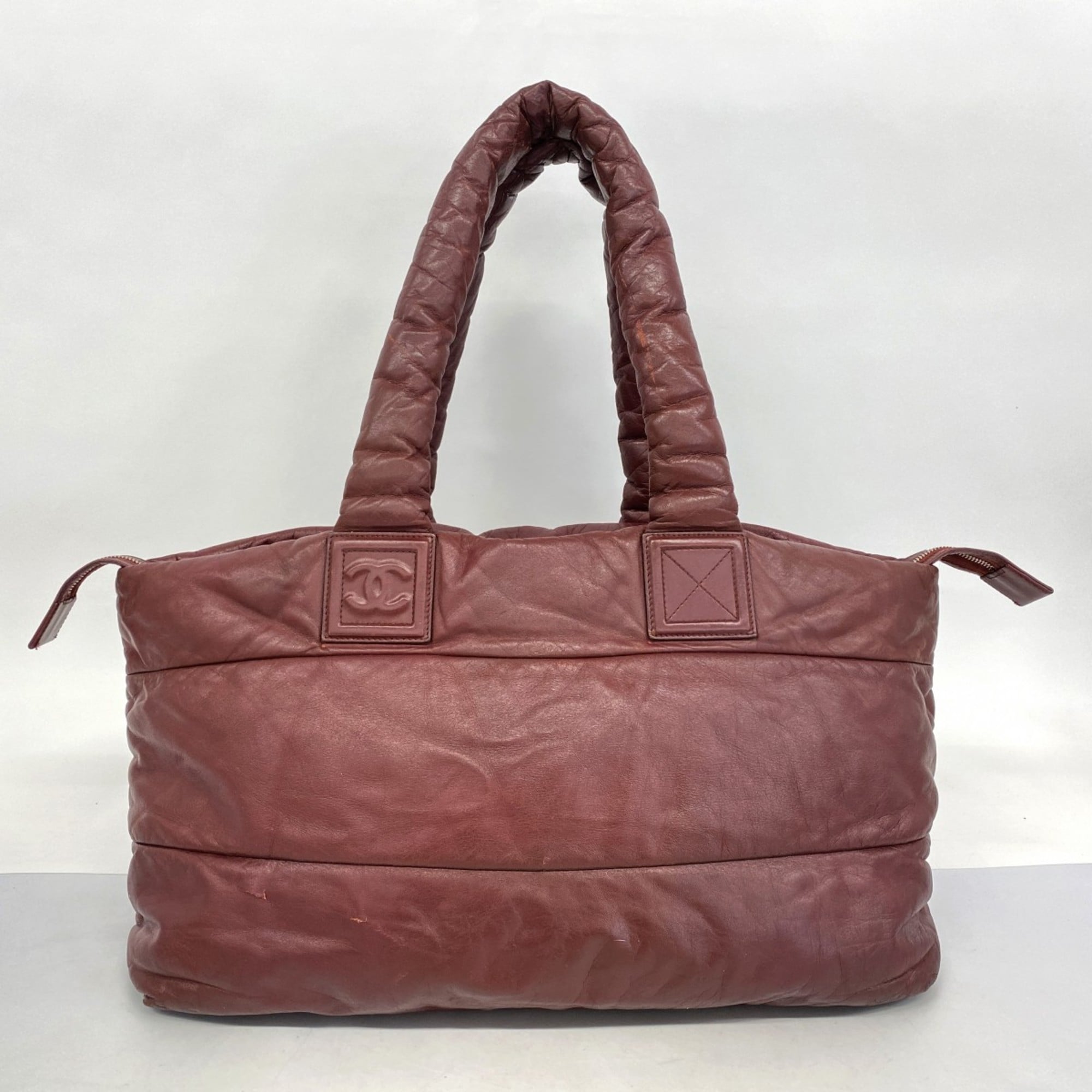 Chanel Bordeaux Leather Tote Bag (Pre-Owned)