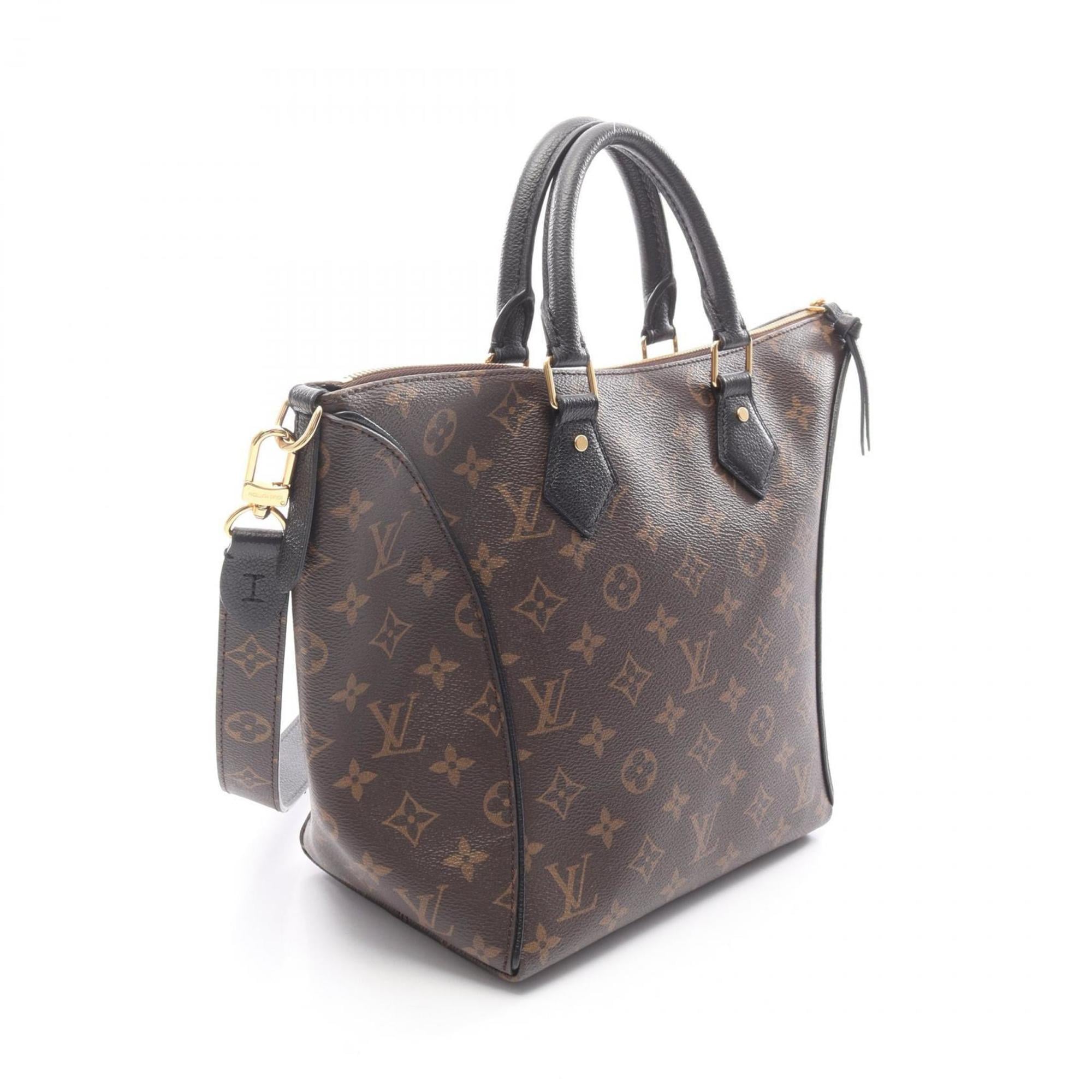 Louis Vuitton Black Brown Monogram Coated Canvas Leather Handbag (Pre-Owned)