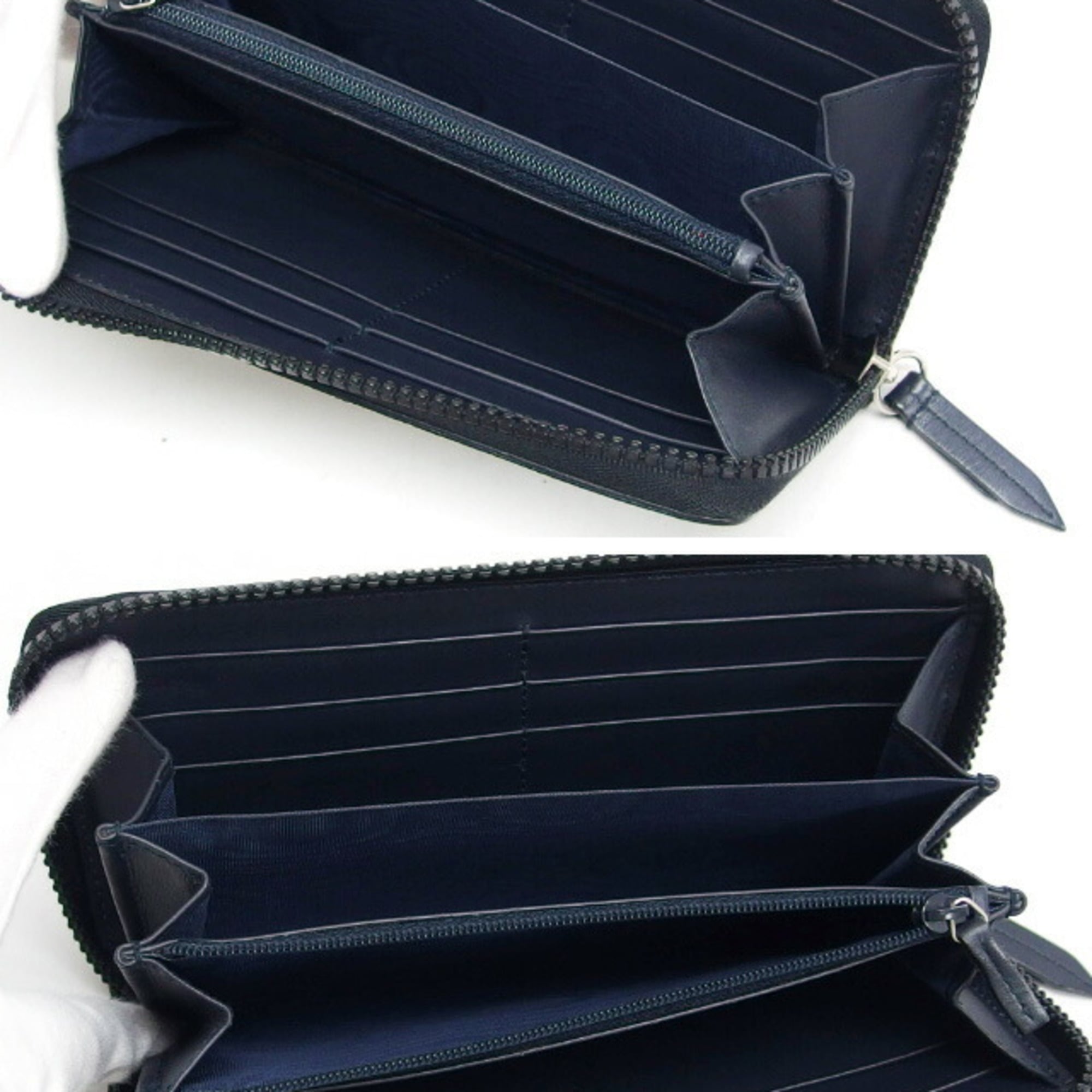Gucci Beige Blue Navy Coated Canvas Long Wallet (Bi-Fold) (Pre-Owned)