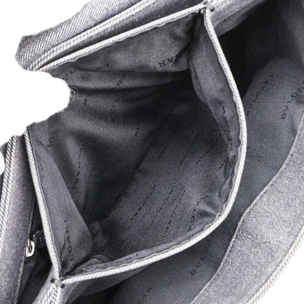 Bvlgari Black Gray Canvas Leather Handbag (Pre-Owned)