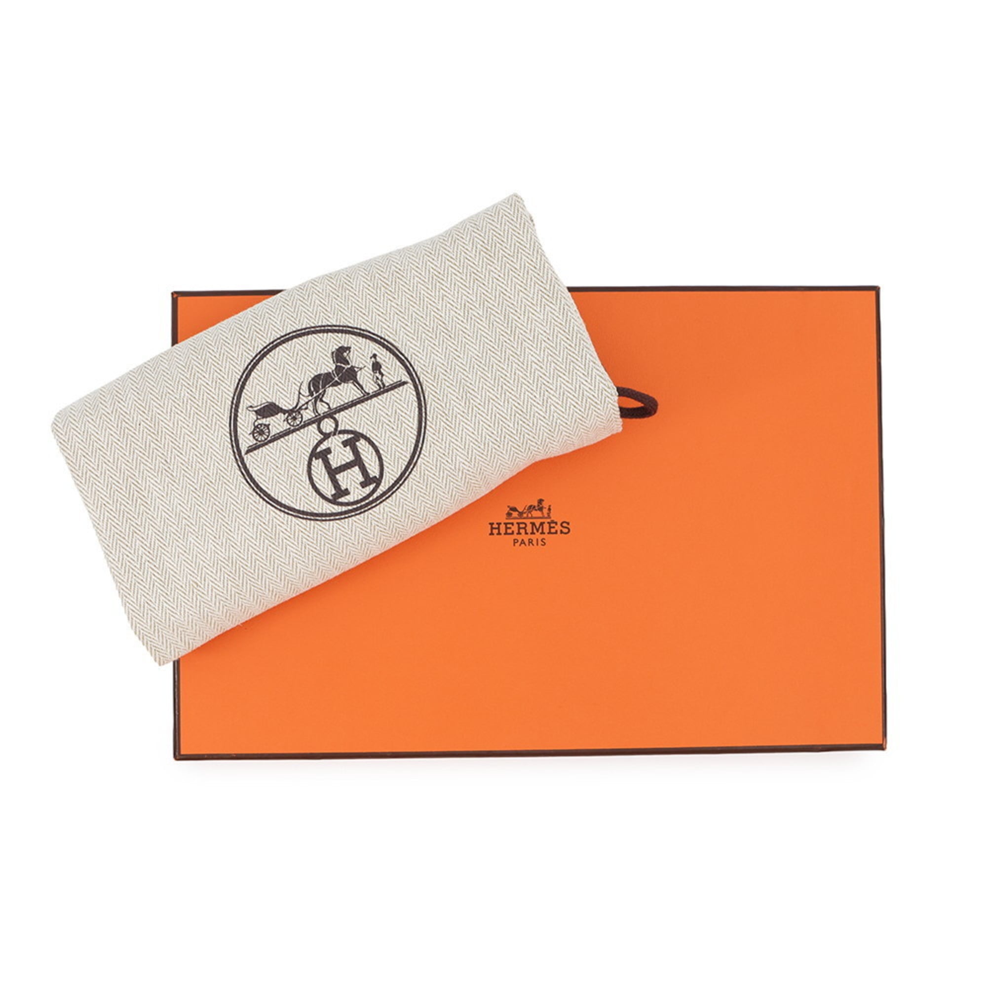Hermes Navy Coated Canvas Pouch (Pre-Owned)
