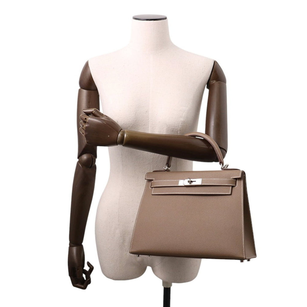 Hermes Kelly Etoupe Gray Epsom Leather Handbag (Pre-Owned)