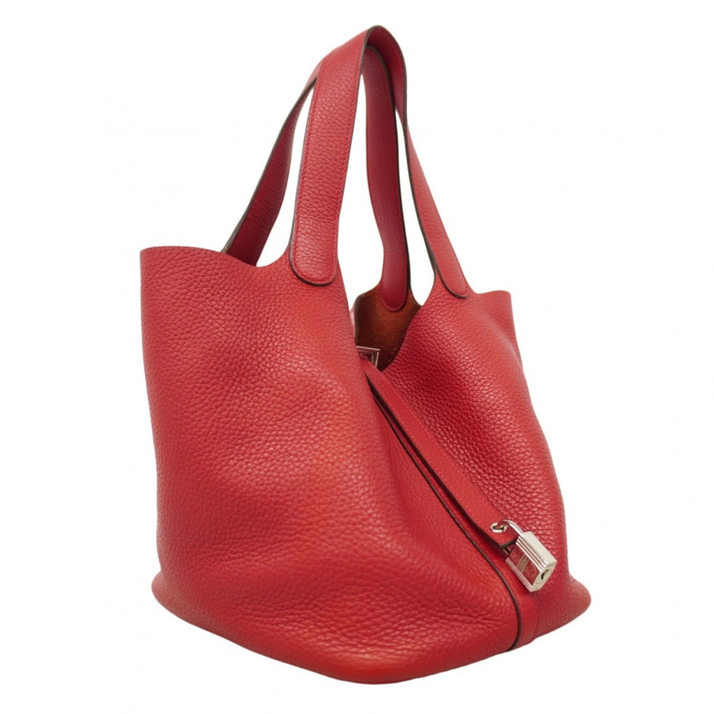Hermes Rouge Casaque Taurillon Clemence Leather Handbag (Pre-Owned)