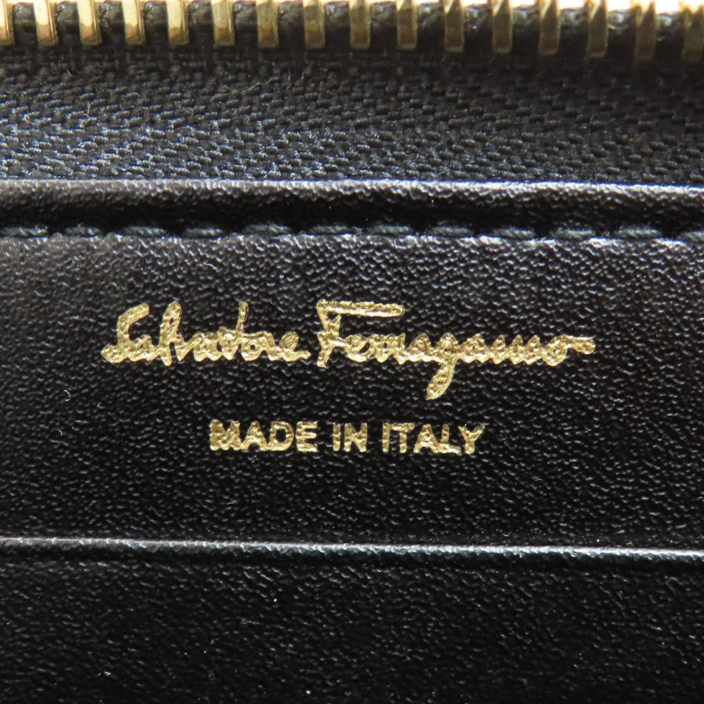 Salvatore Ferragamo Black Leather Long Wallet (Bi-Fold) (Pre-Owned)