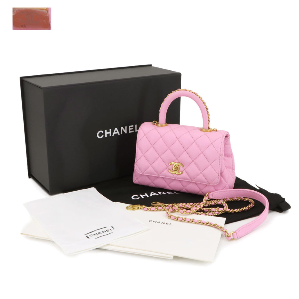 Chanel Pink Grained Calfskin Handbag Shoulder Bag (Pre-Owned)