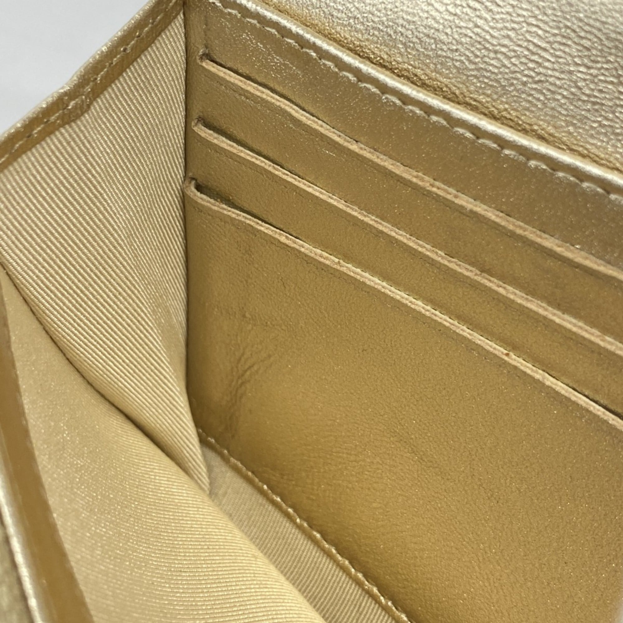 Chanel Gold Leather Long Wallet (Bi-Fold) (Pre-Owned)
