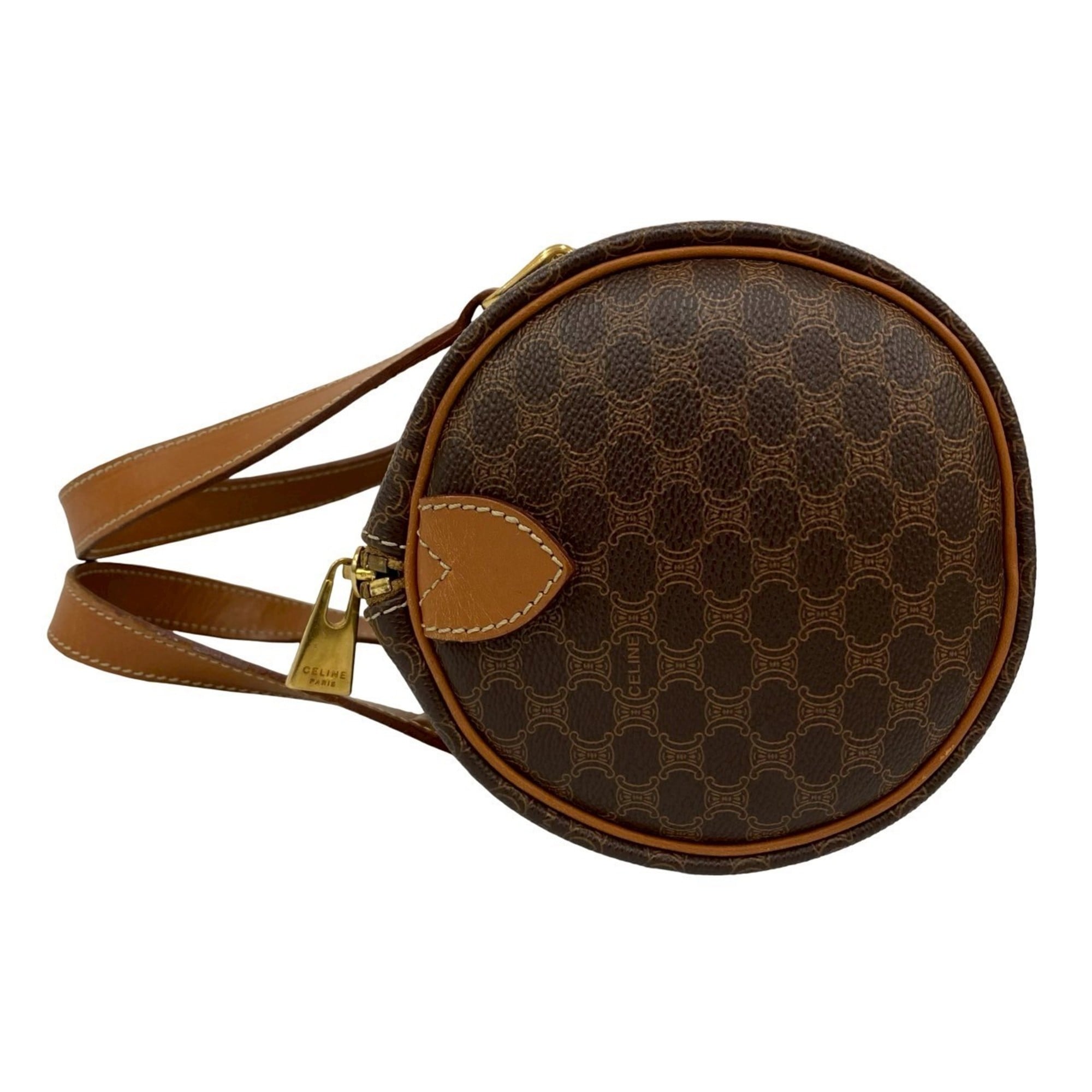 Celine Brown Leather Pvc Boston Bag Handbag (Pre-Owned)