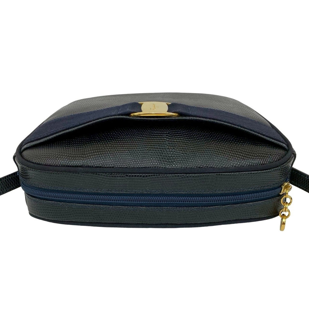 Salvatore Ferragamo Navy Leather Pochette Shoulder Bag (Pre-Owned)