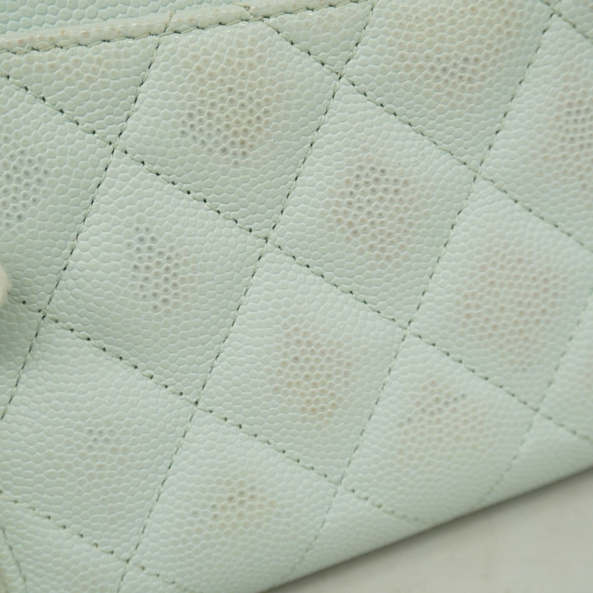 Chanel Light Blue Grained Calfskin Long Wallet (Bi-Fold) (Pre-Owned)