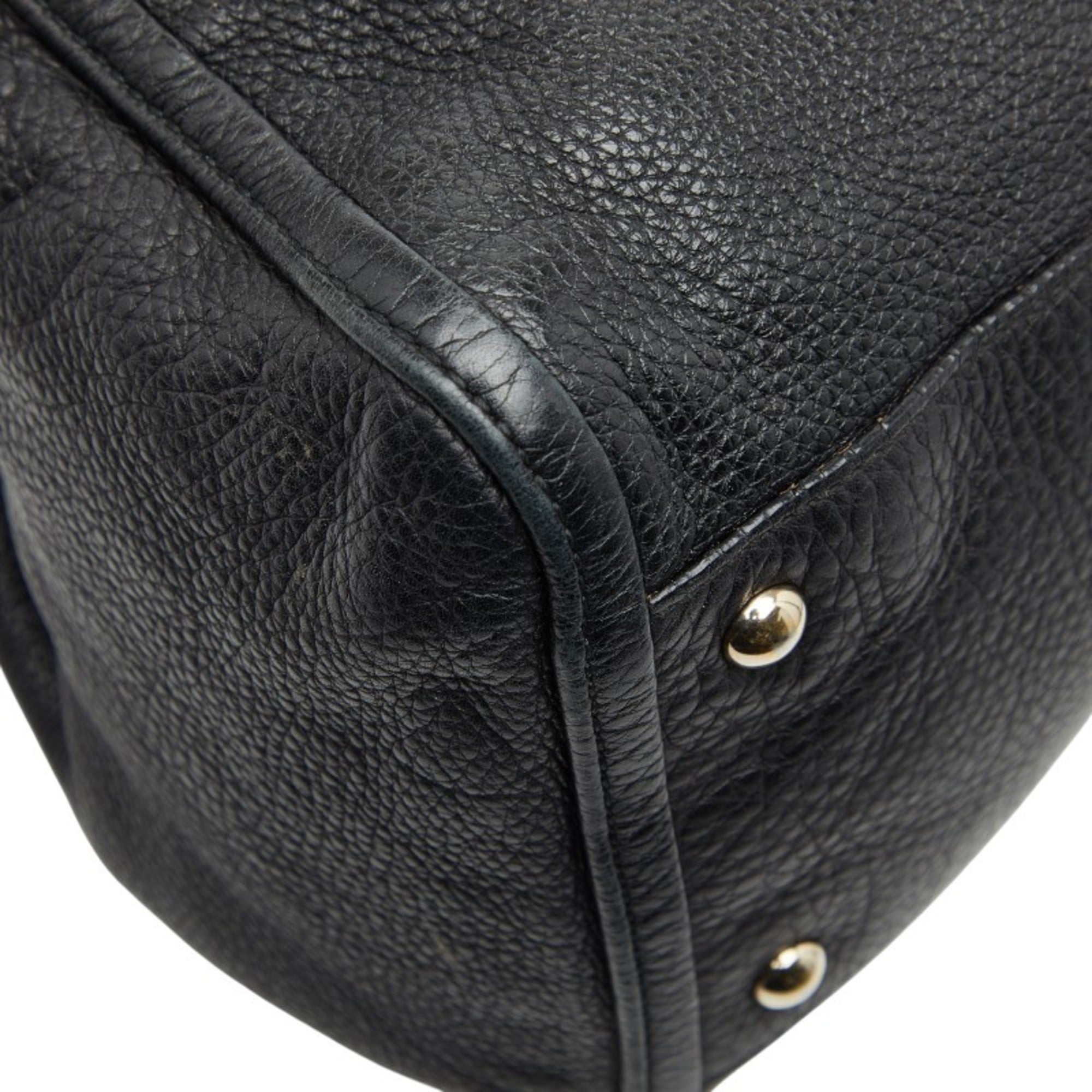 Gucci Black Leather Shoulder Bag Tote Bag (Pre-Owned)