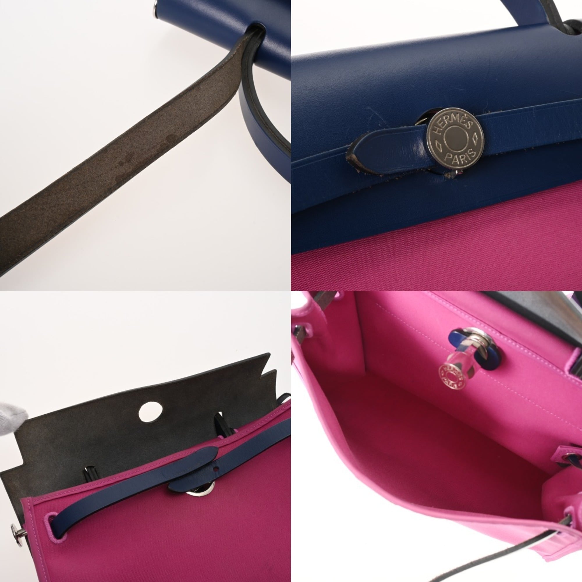 Hermes Blue Pink Vache Leather Briefcase Handbag (Pre-Owned)