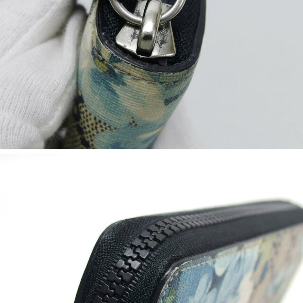 Gucci Beige Blue Navy Coated Canvas Long Wallet (Bi-Fold) (Pre-Owned)