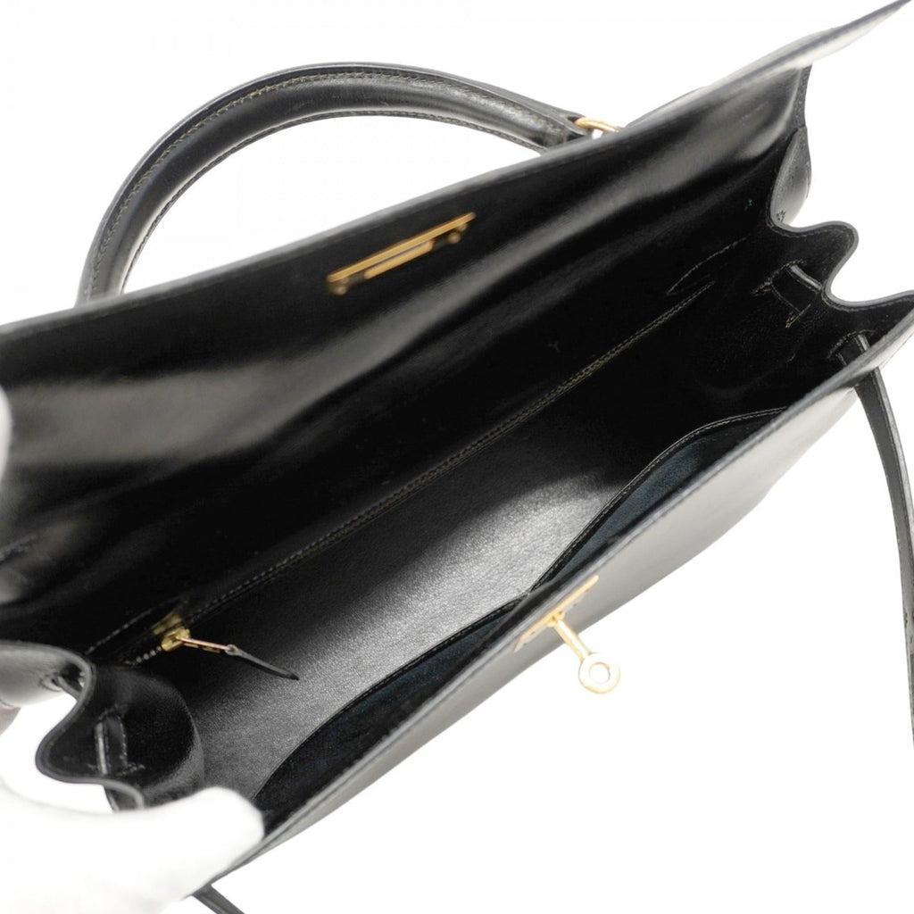 Hermes Black Box Calf Leather Handbag (Pre-Owned)