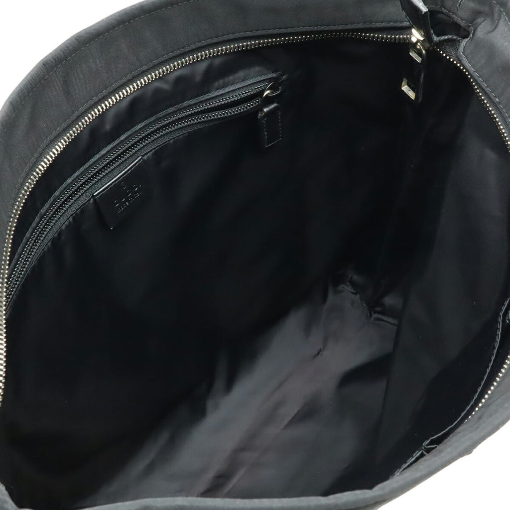 Gucci Black Gray Nylon Leather Shoulder Bag (Pre-Owned)