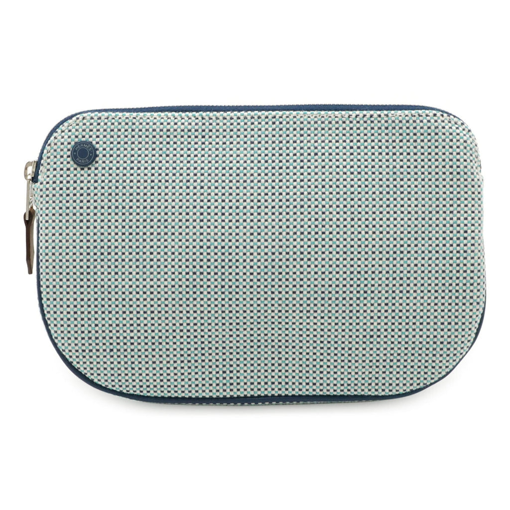 Hermes Marine Blue Cotton Leather Pouch (Pre-Owned)