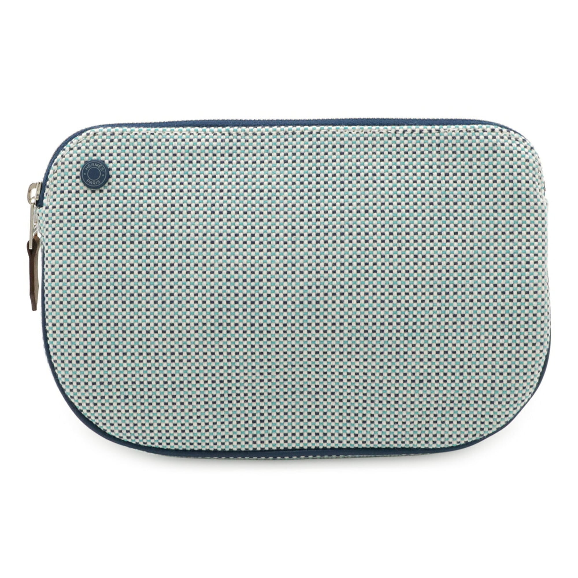 Hermes Marine Blue Cotton Leather Pouch (Pre-Owned)