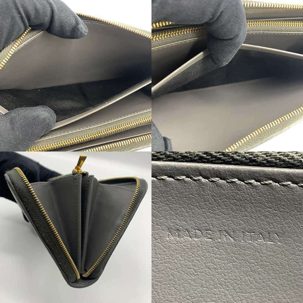 Celine Gray Leather Long Wallet (Bi-Fold) (Pre-Owned)