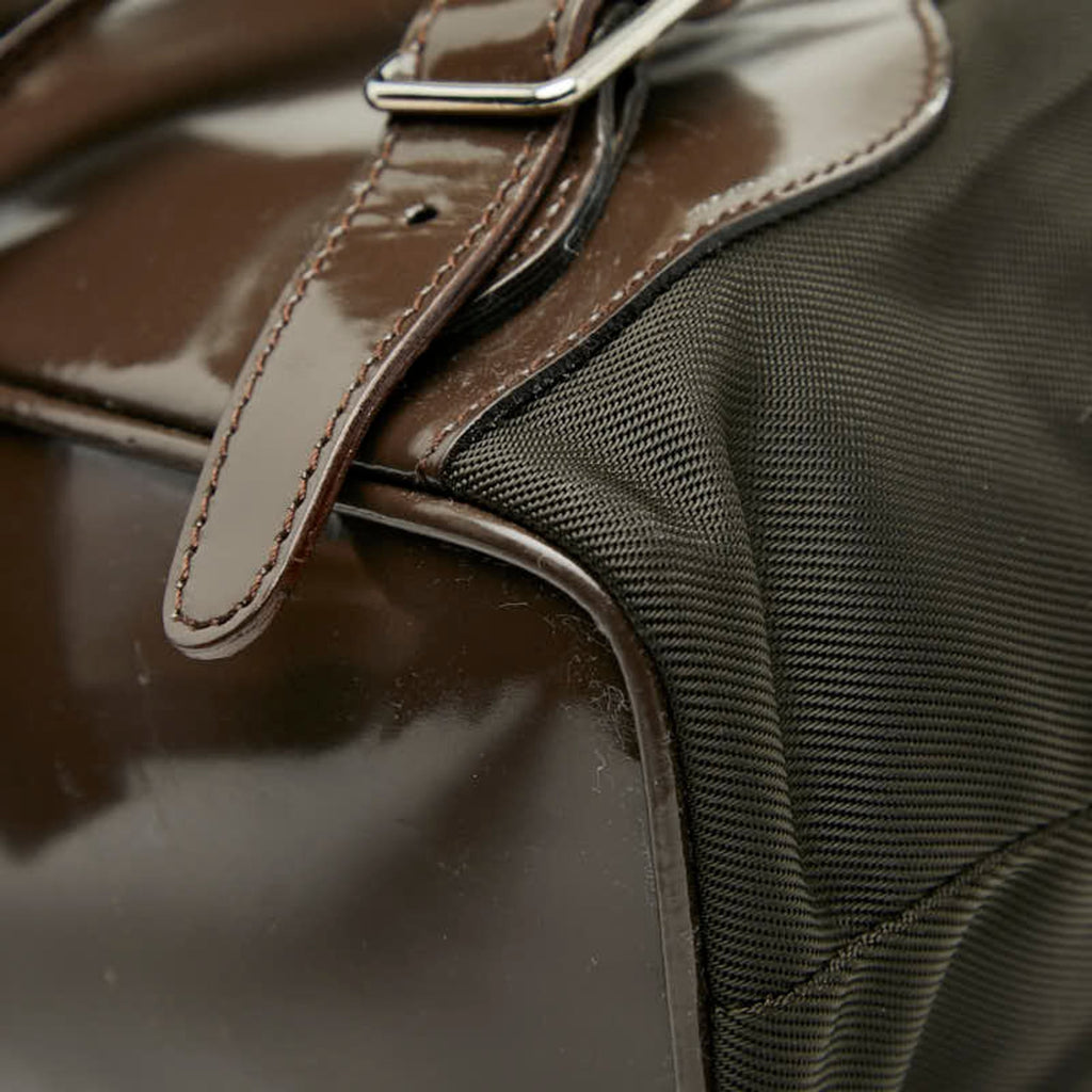 Gucci Brown Nylon Patent Leather Backpack (Pre-Owned)