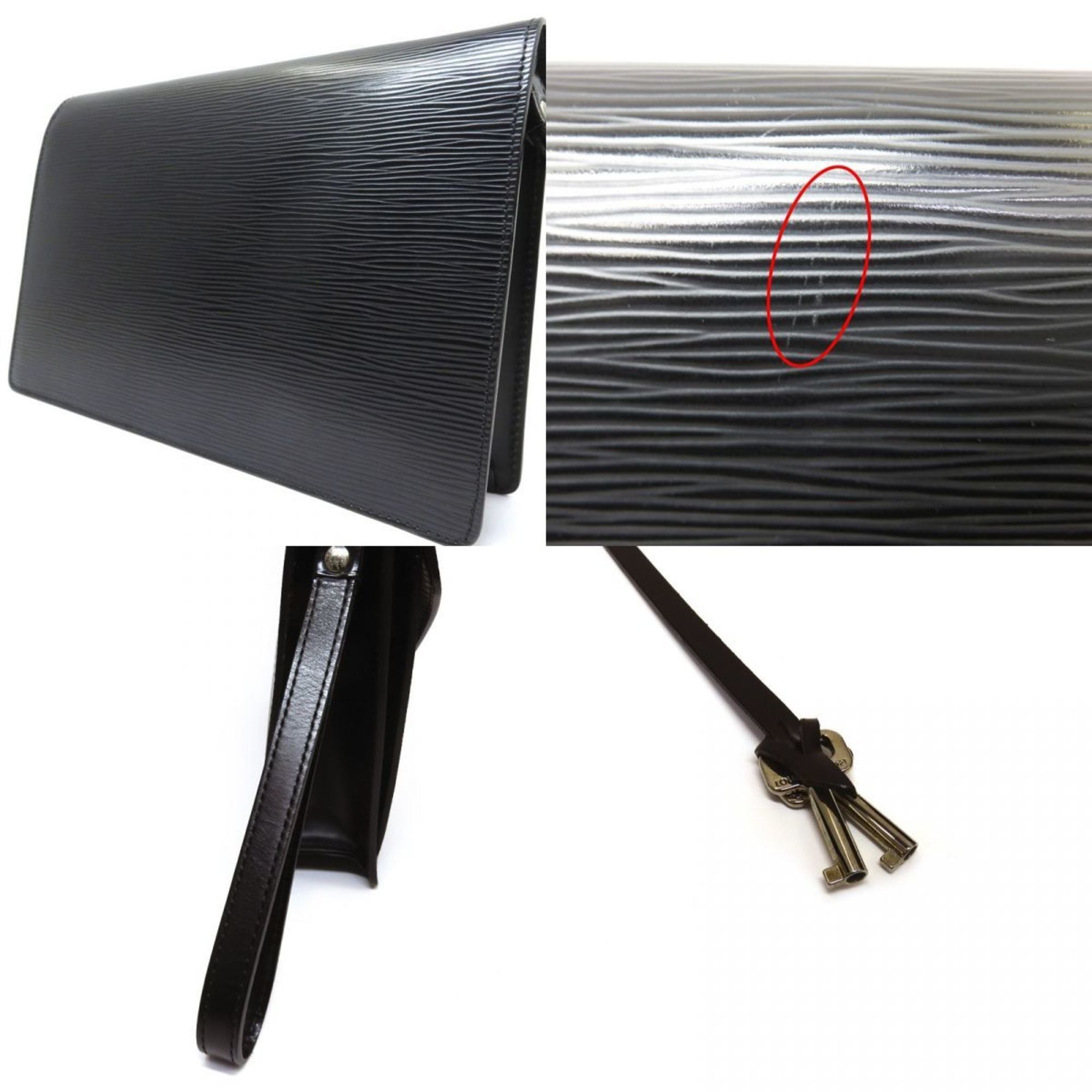 Louis Vuitton Noir Leather Clutch Bag Pochette (Pre-Owned)