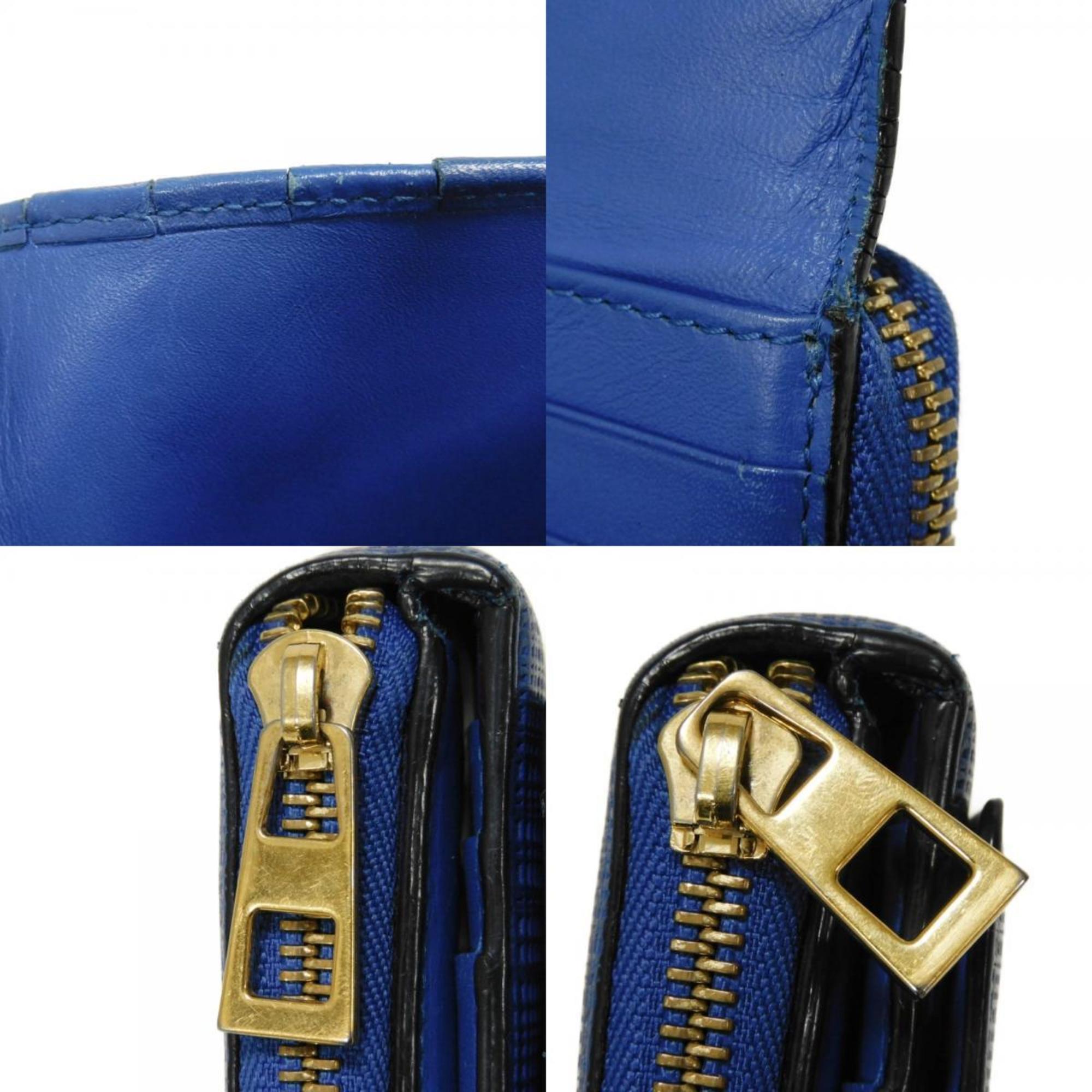Loewe Linen Blue Leather Wallet (Tri-Fold) (Pre-Owned)