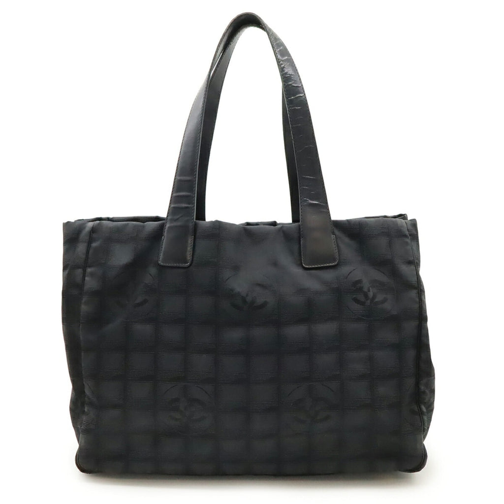 Chanel New Travel Line Black Jacquard Leather Tote Bag (Pre-Owned)