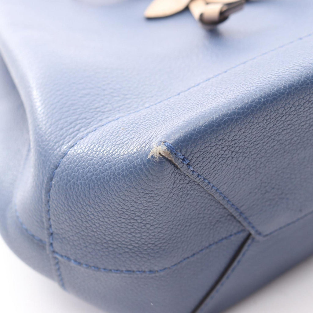 Louis Vuitton Beige Blue Leather Backpack (Pre-Owned)