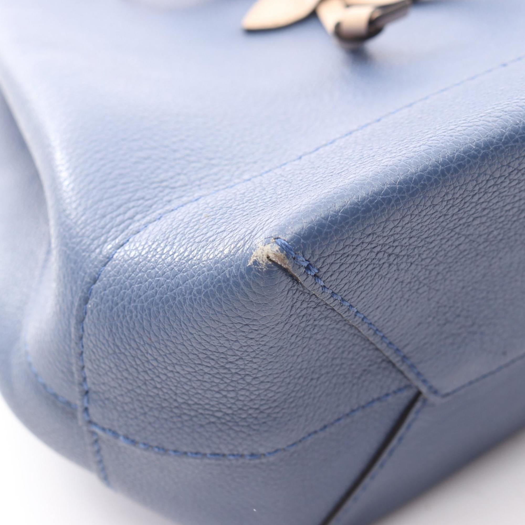Louis Vuitton Beige Blue Leather Backpack (Pre-Owned)