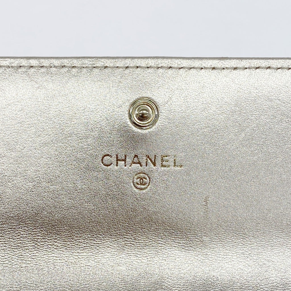 Chanel Gold Leather Long Wallet (Bi-Fold) (Pre-Owned)