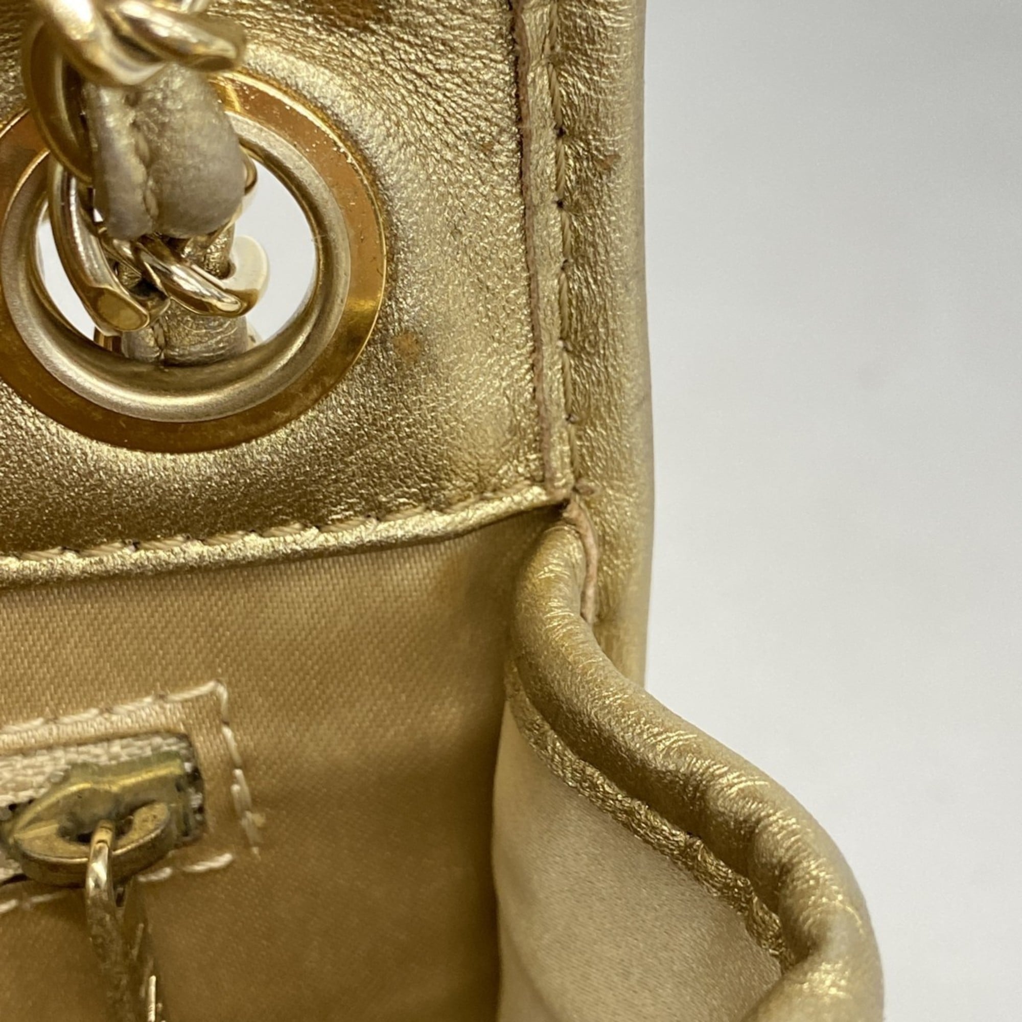 Chanel Champagne Champagne Gold Leather Vinyl Shoulder Bag (Pre-Owned)