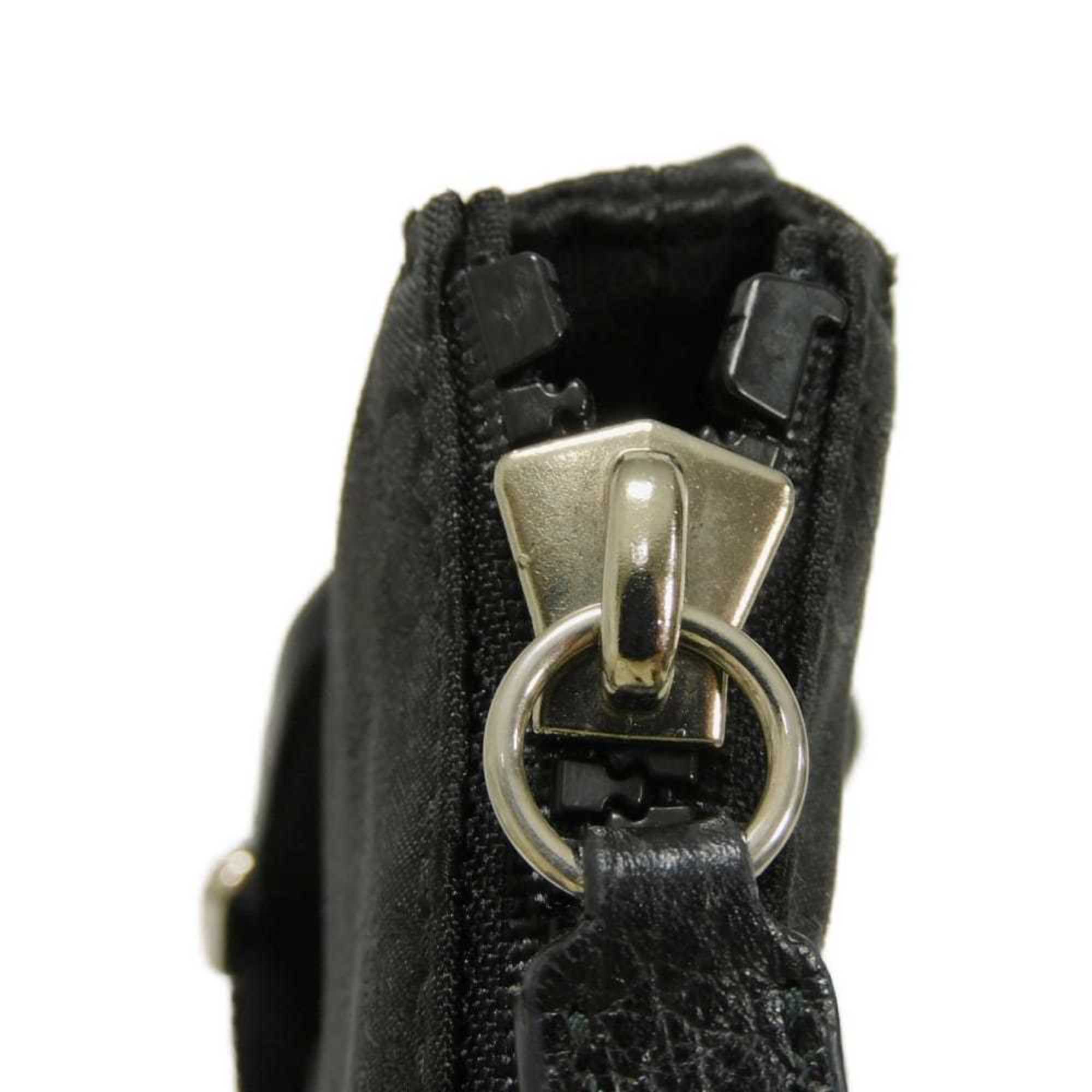 Gucci Black Nylon Gg Canvas Leather Messenger Bag Shoulder Bag (Pre-Owned)
