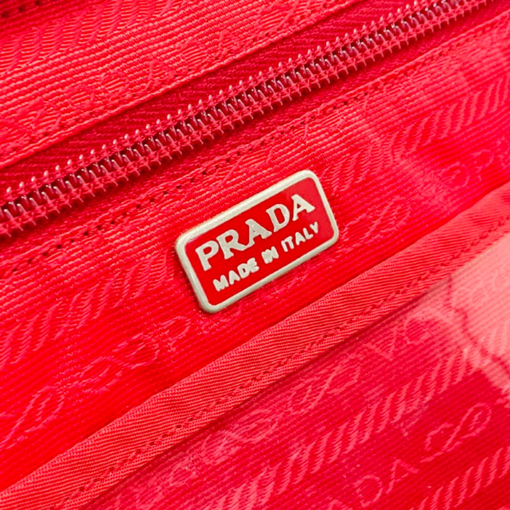 Prada Red Color Nylon Wash Bag (Pre-Owned)