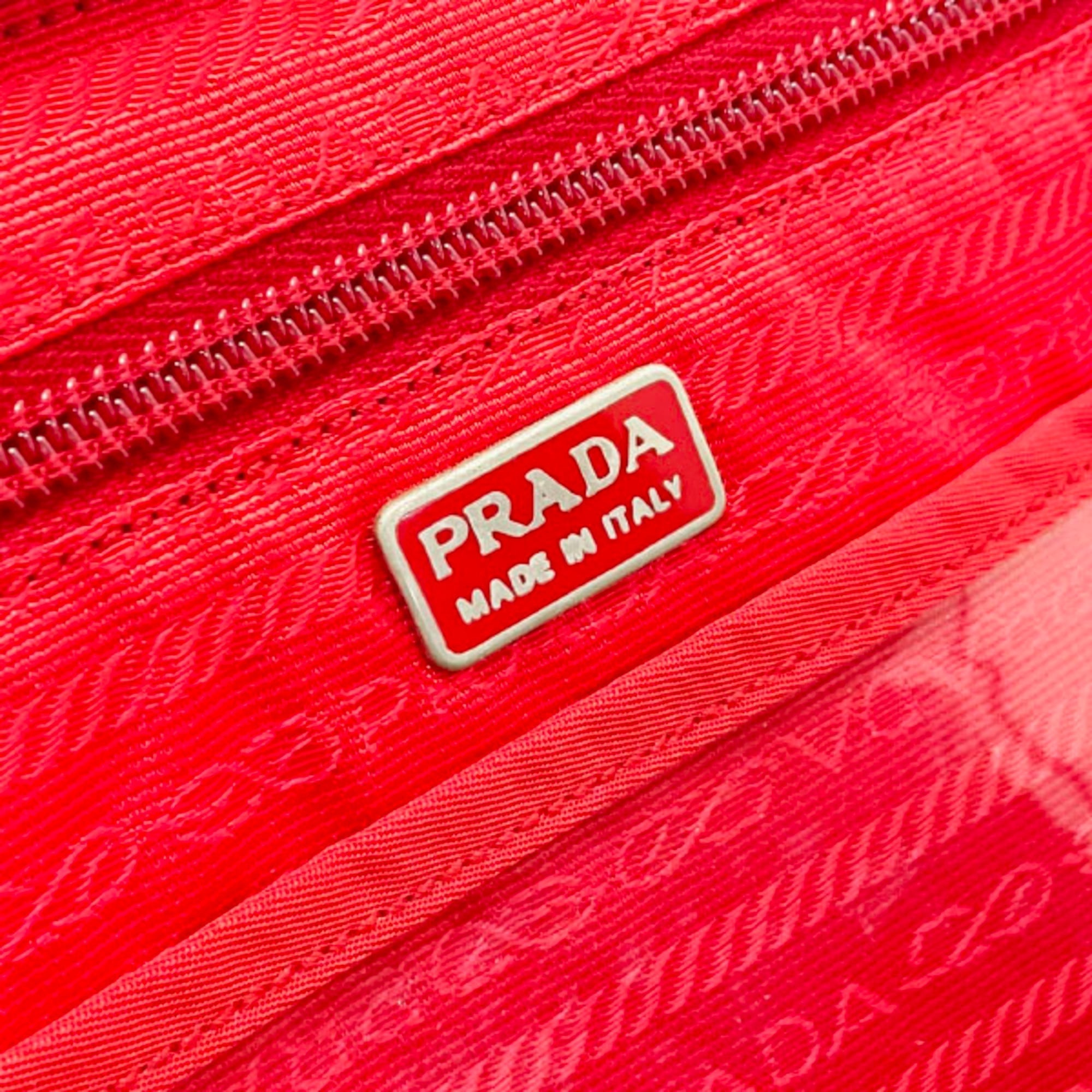 Prada Red Color Nylon Wash Bag (Pre-Owned)