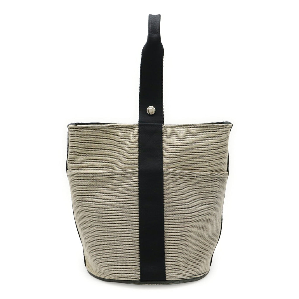 Hermes Saxon Beige Black Toile H Handbag (Pre-Owned)