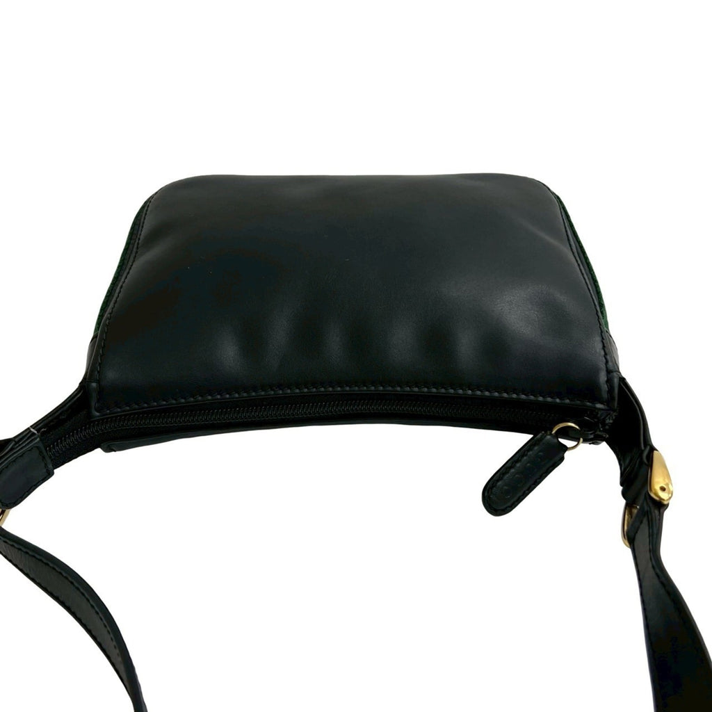 Gucci Black Green Red Color Leather Pochette Shoulder Bag (Pre-Owned)